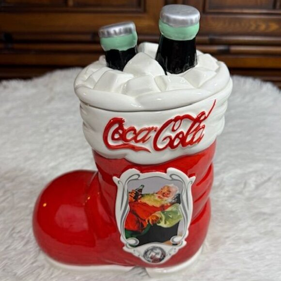 Vintage Coca-Cola 75th Anniversary Santa Boot Stocking Coke on Ice Cookie Jar - Picture 5 of 13